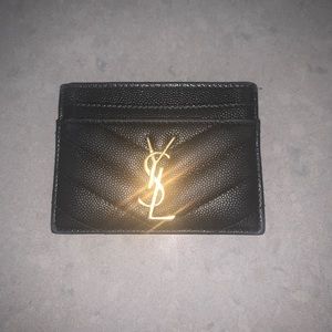 YSL Card Holder black w/gold hardware